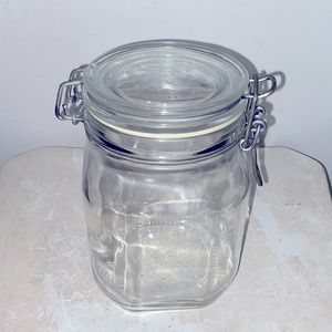 Fido 1 Liter Clamp Glass Jar - Clear - Bormioli Rocco NWT​​​​